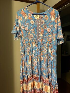 River Goddess Blue and Orange Dress with